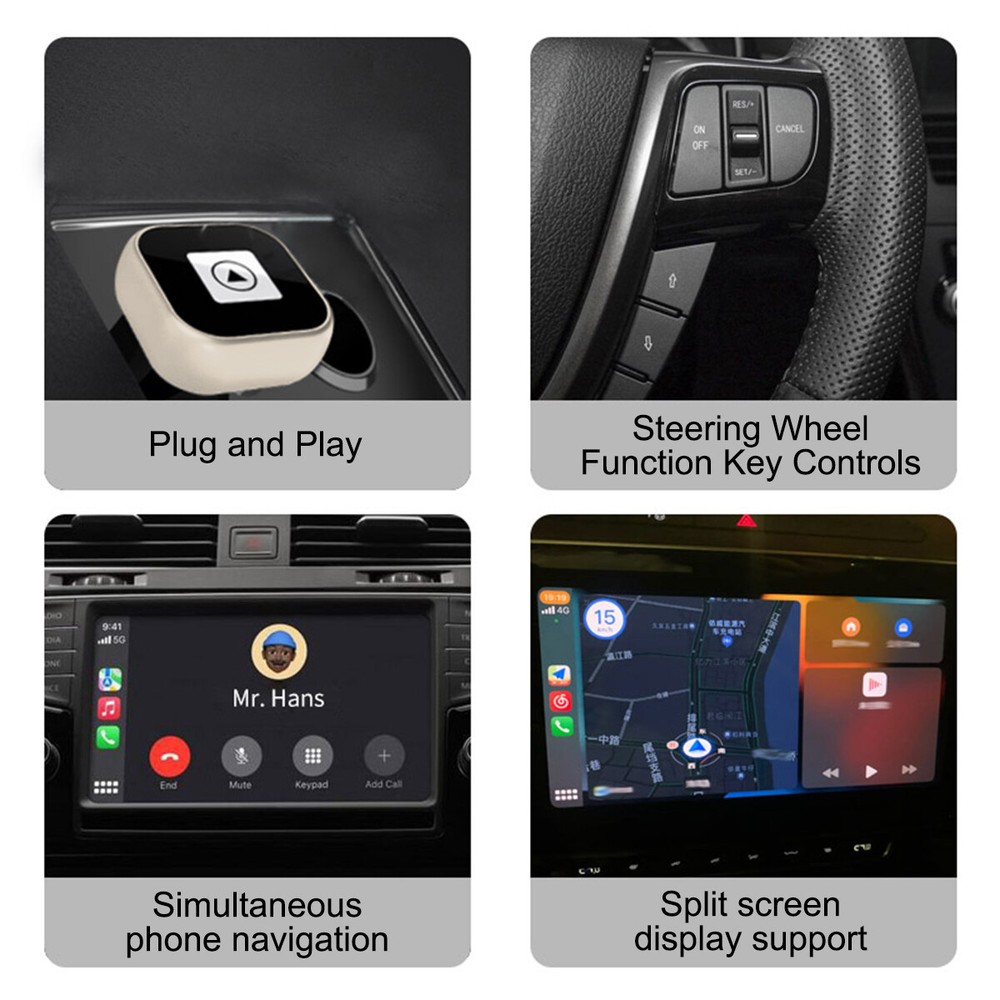 Wireless CarPlay Adapter For iPhone Apple Android Auto Wired to Wireless Dongle