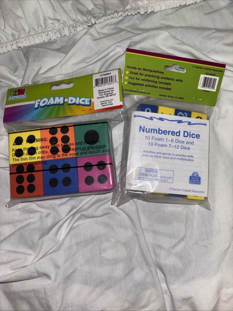 Foam Dice- Large Dots, Small Numbered