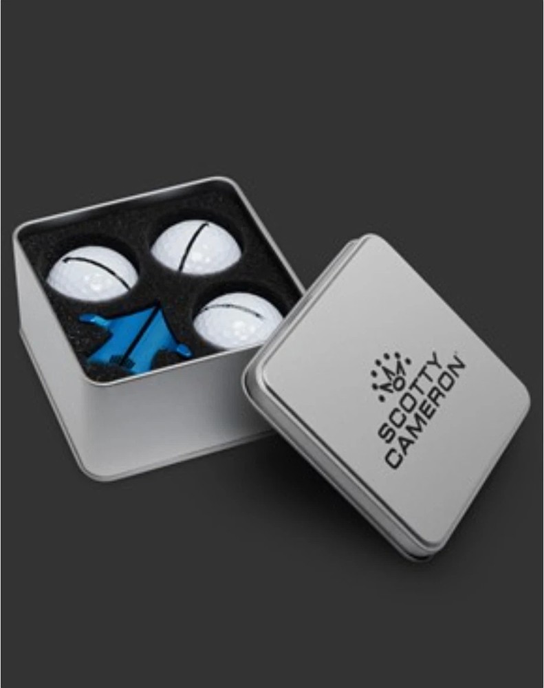 Scotty Cameron Aero Alignment Tool Kit (Tool, Tin & 3 Pro V1 Golf Balls) - Blue