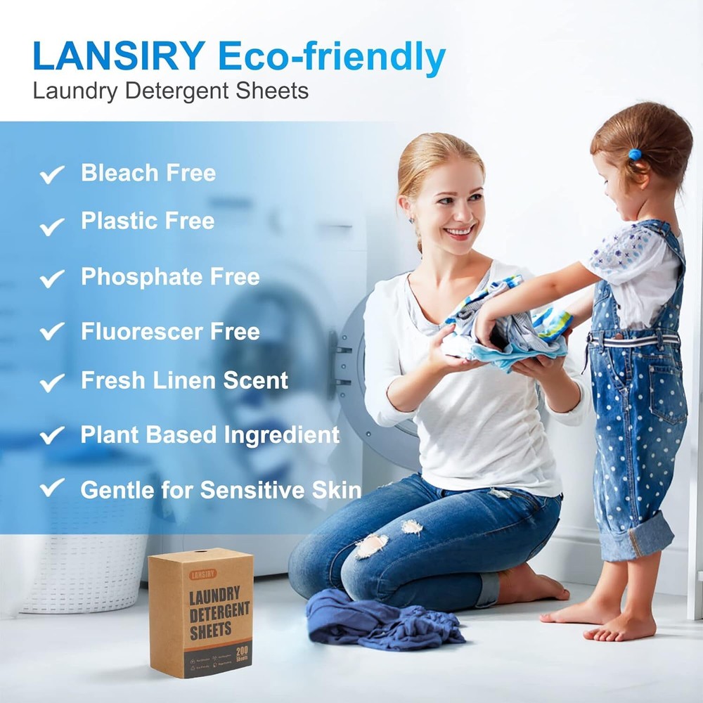 Laundry Detergent Sheets 200 Sheets Fresh Linen Scent Washing Detergent Strips