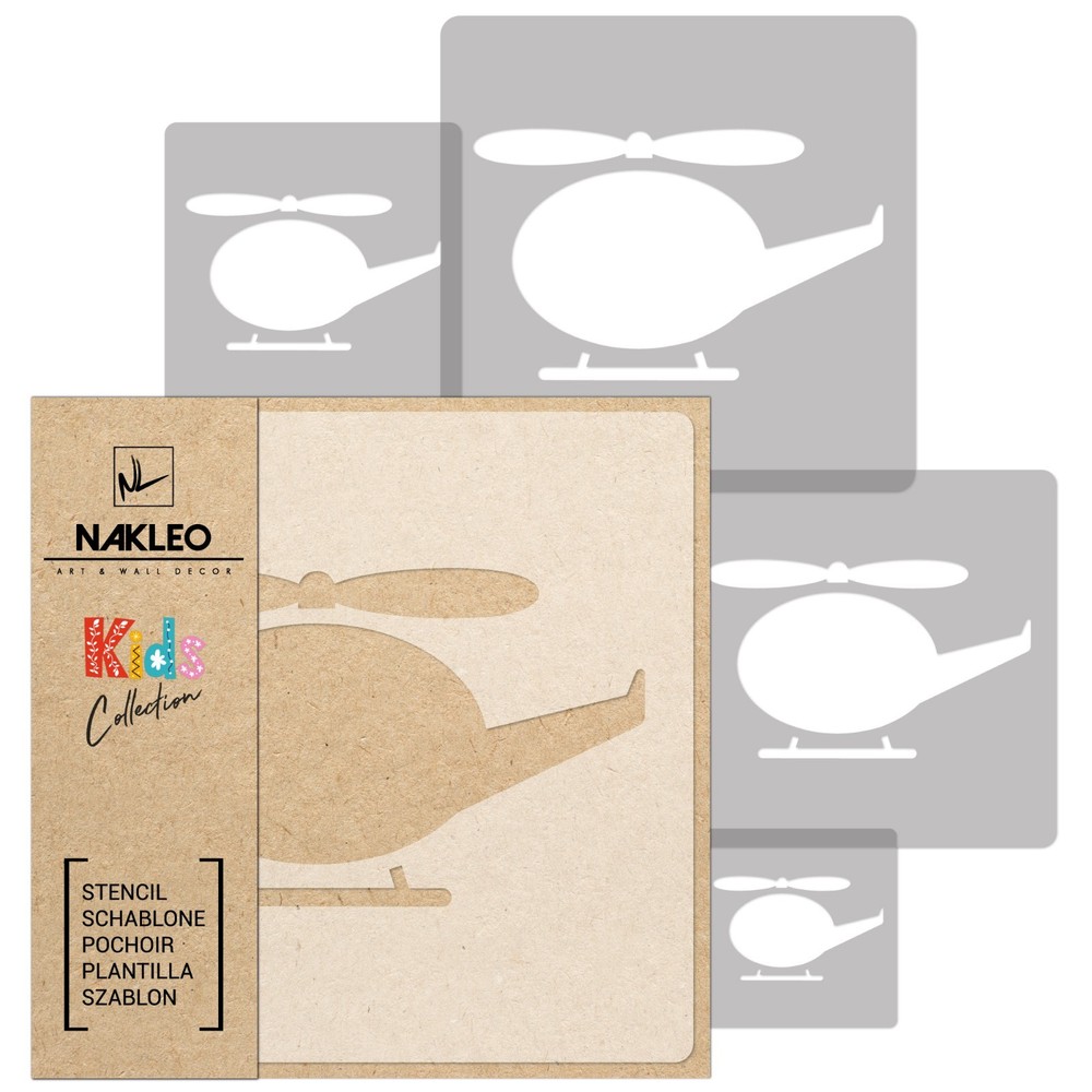 KIDS Reusable Plastic Stencils (5 pcs) // HELICOPTER
