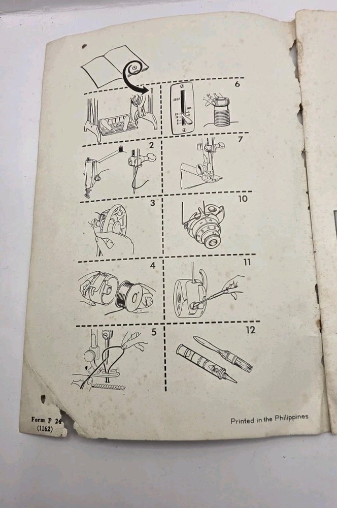 Vintage Lily Mercerized Sewing Thread Empty Box & 1966 Singer Manual & Receipts.