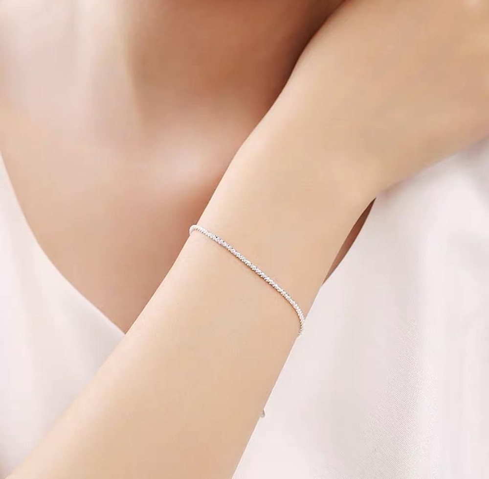 Silver Link Bracelet, Adjustable Chain Bracelets, Large, 1