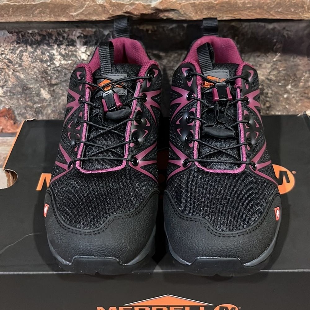 Merrell Work Fullbench Black and Purple Slip Resistant