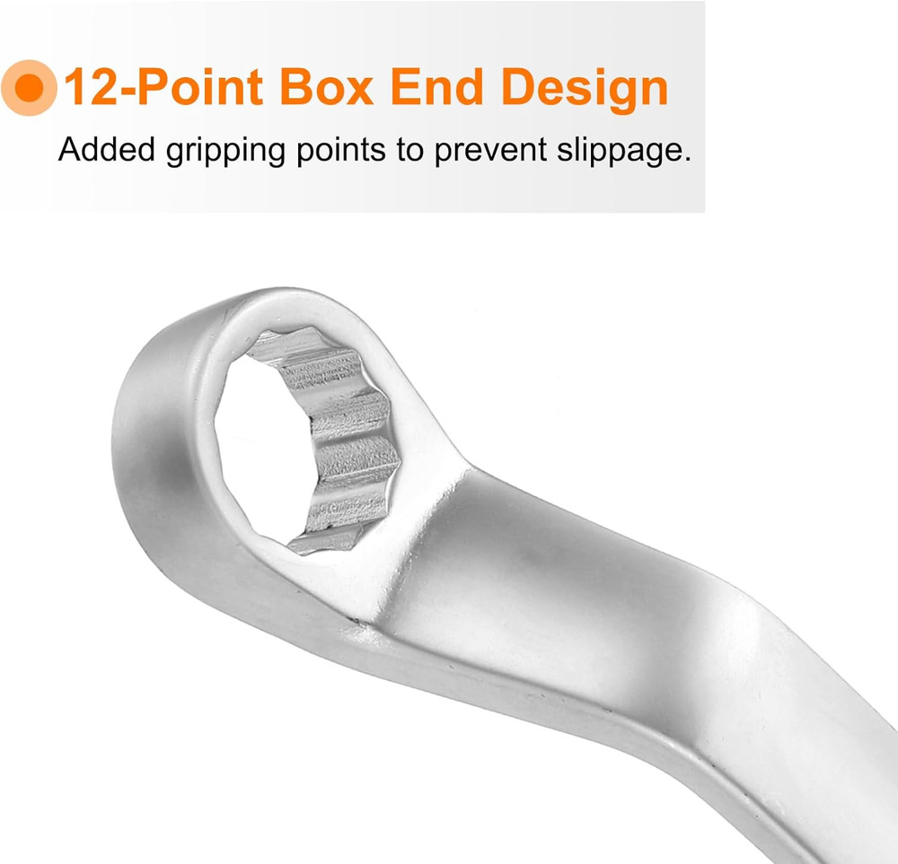 Offset Extra Long Box End Wrench 8 X 10 Mm Metric 12 Point 75 Degree Offset Doub