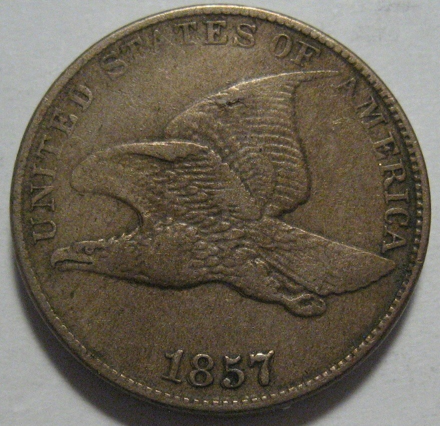 = 1857 VF FLYING Eagle Cent, Doubled Date, FREE Shipping