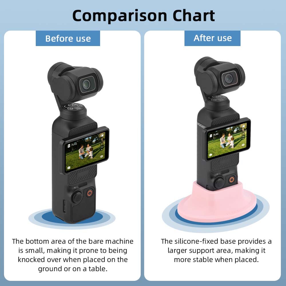 For DJI Osmo Pocket 3 Pink Silicone Desktop Base Fixed Support Bracket Accessory