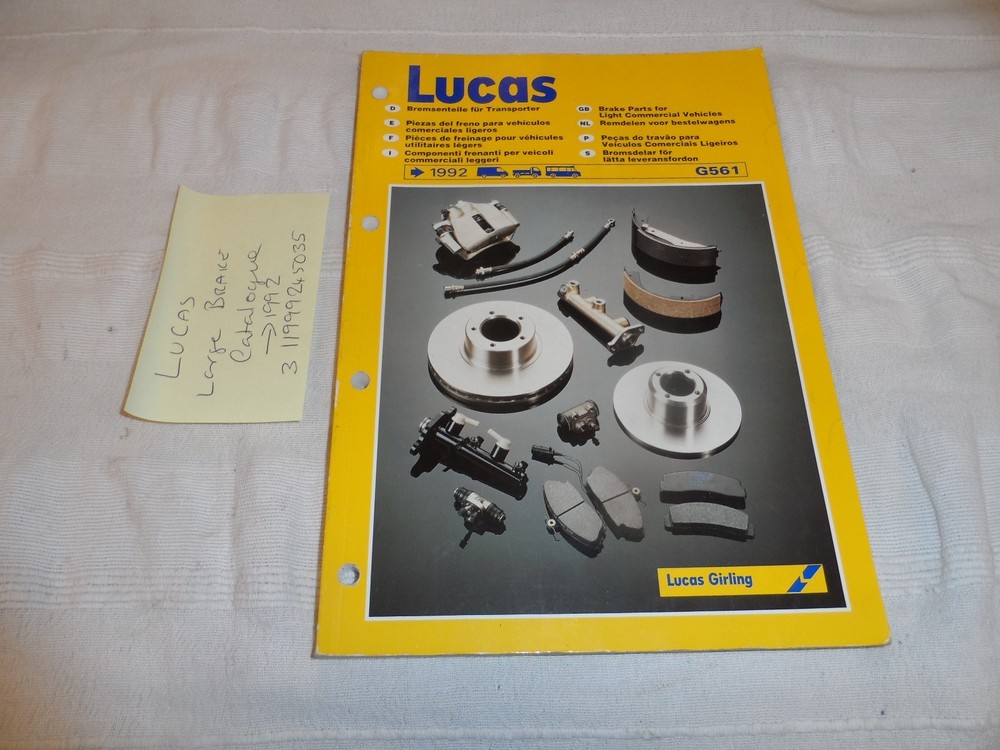 LUCAS  BRAKE  LARGE  CATALOGUE 1992