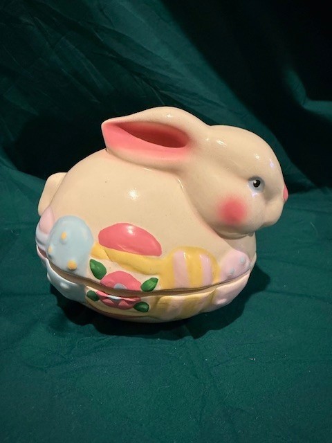 Vtg Hermitage Pottery Fine Ceramic Rabbit Egg Candy Dish NIB
