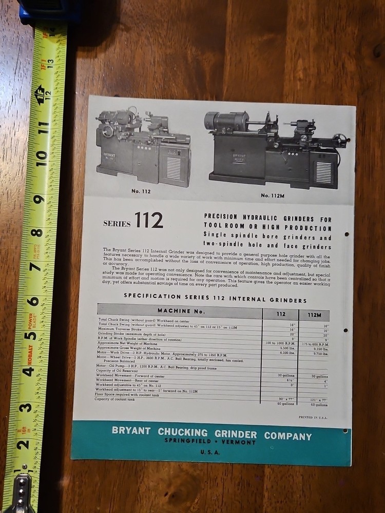 BRYANT GRINDERS CHUCKING PRECISION GRINDING CATALOG 1A