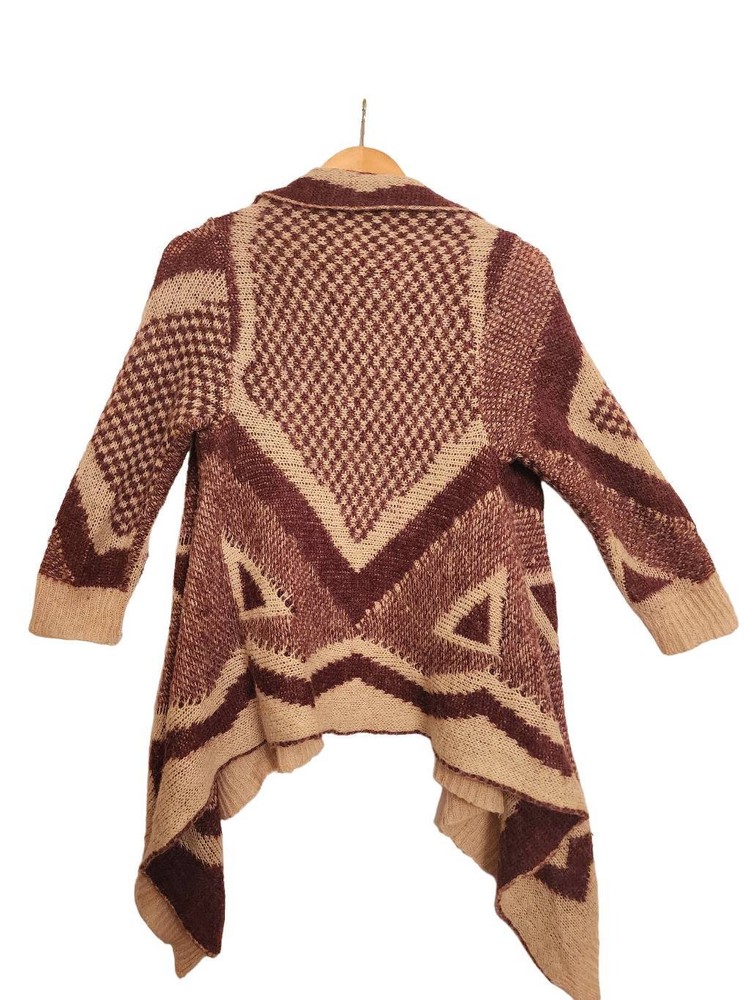 Vertigo wool blend asymmetrical high low open front cardigan size large