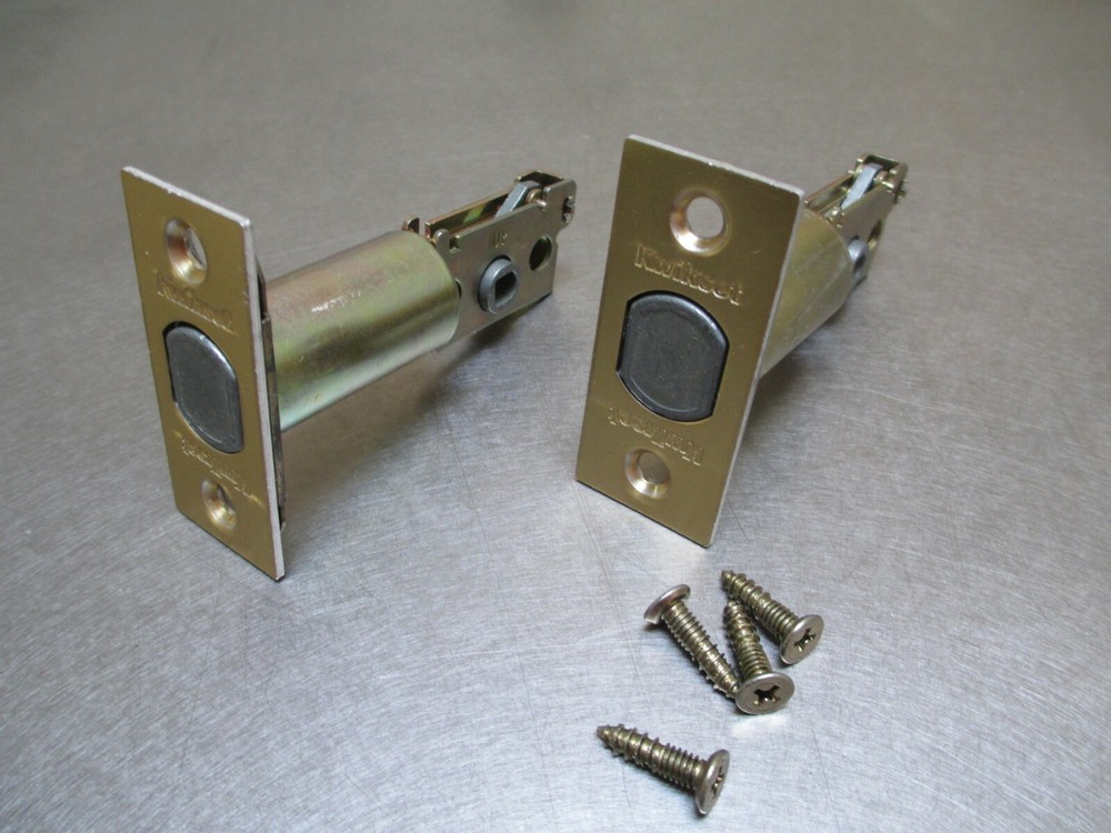Kwikset 2 3/8" Bright Brass Dead Bolt Backset Latch ( 1" Throw ) with screws 2pk