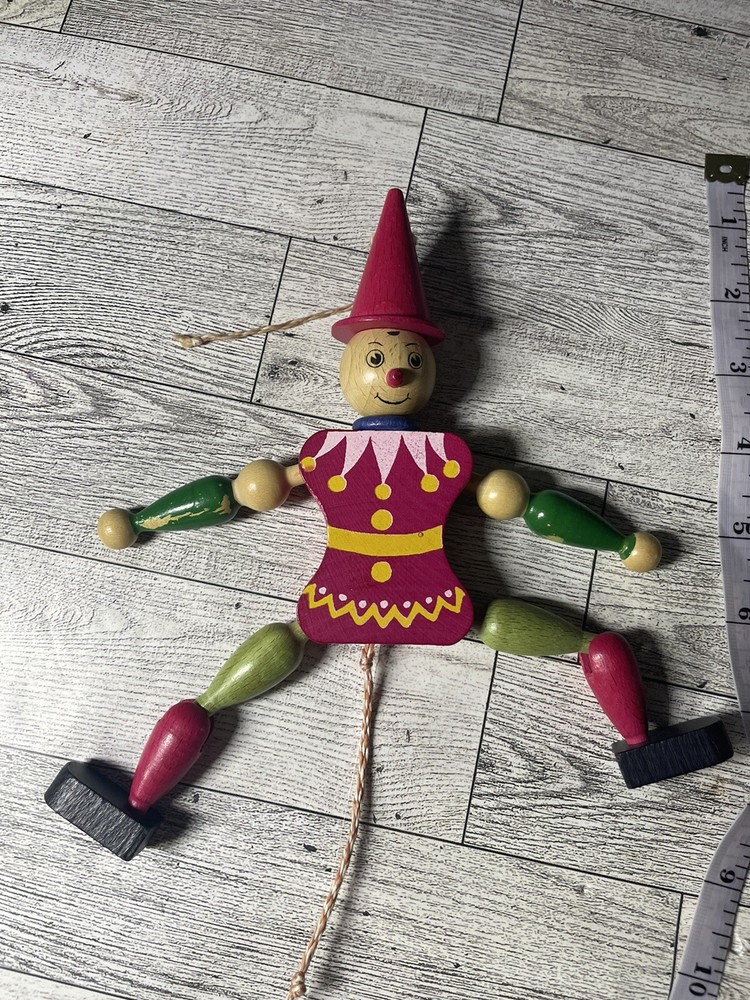 Wooden Jumping Jack Pull String Toy Made in Austria HTF