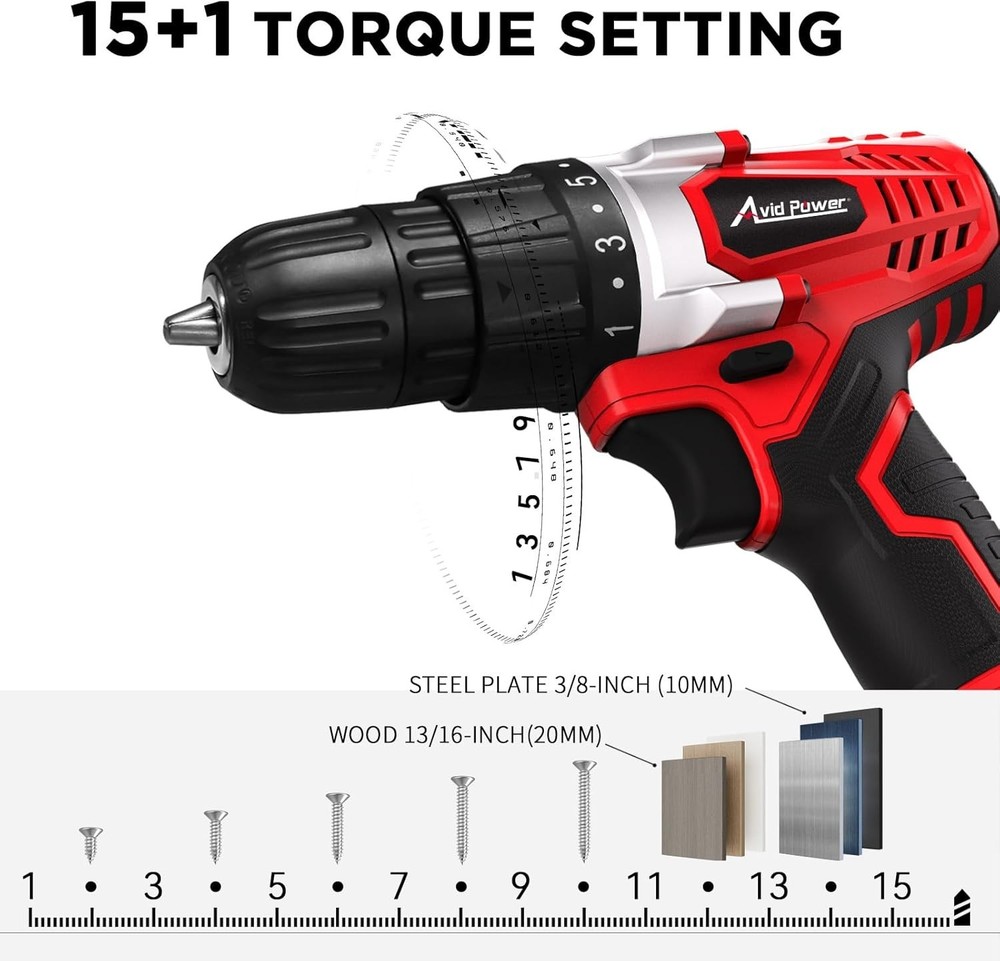 20V Cordless Drill Set for Home DIY & Beginner Projects - Lightweight Power D...