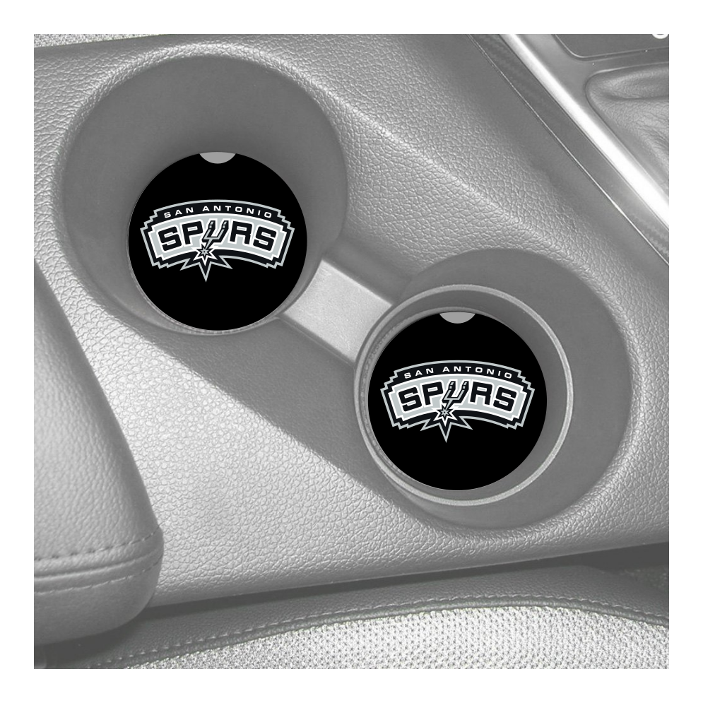 SAN ANTONIO SPURS RUBBER CAR COASTERS SET (2) NBA