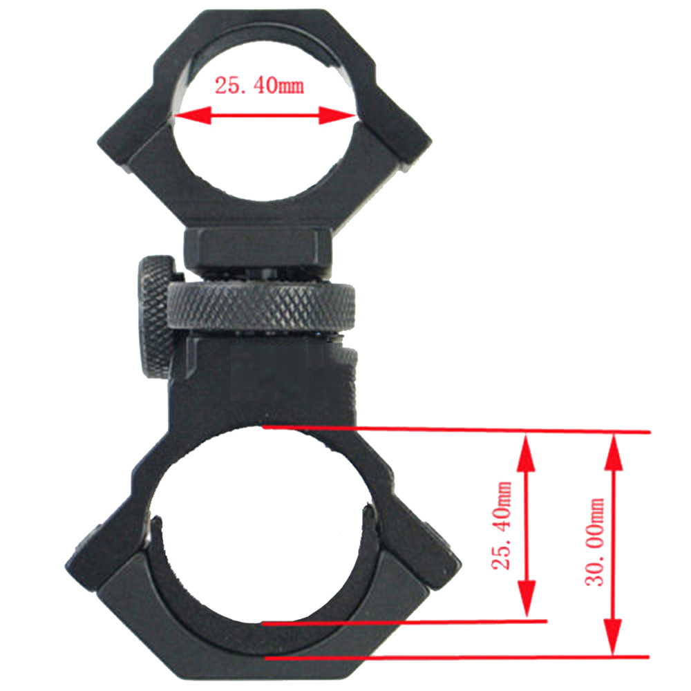 Double Rings Mount Adjustable Elevation Windage 25.4/30mm for Flashlights Scope