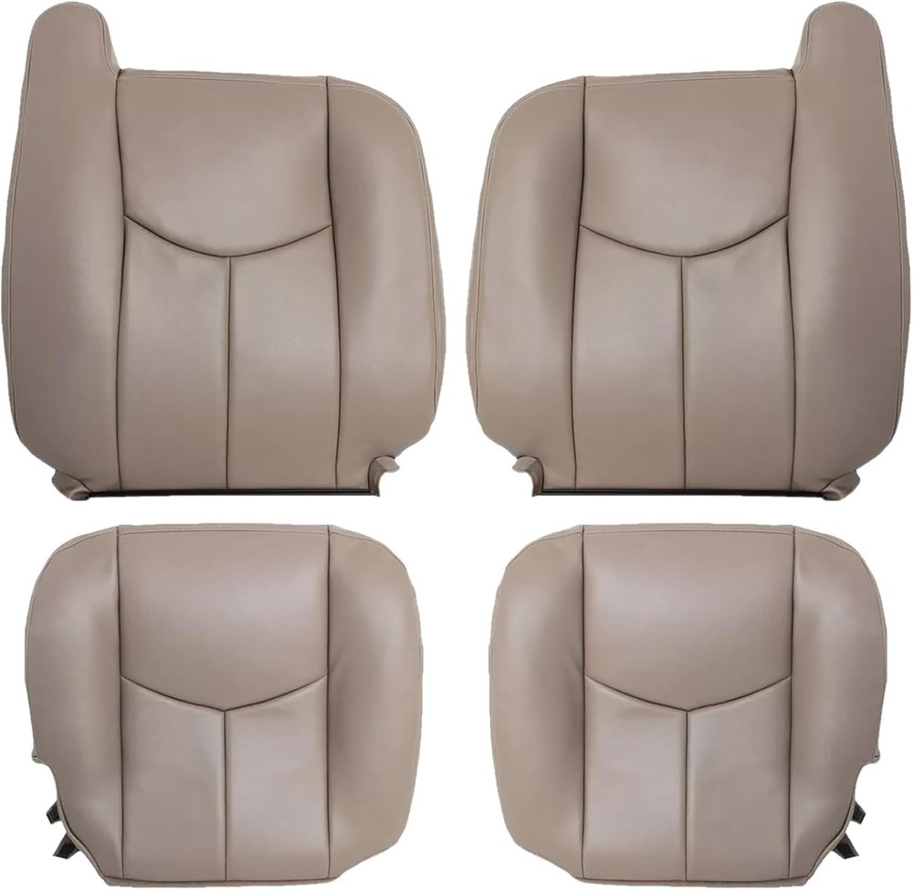 Tan 522 Leather Seat Cover Set Front Bottom & Lean Back Fit Silverado Sierra