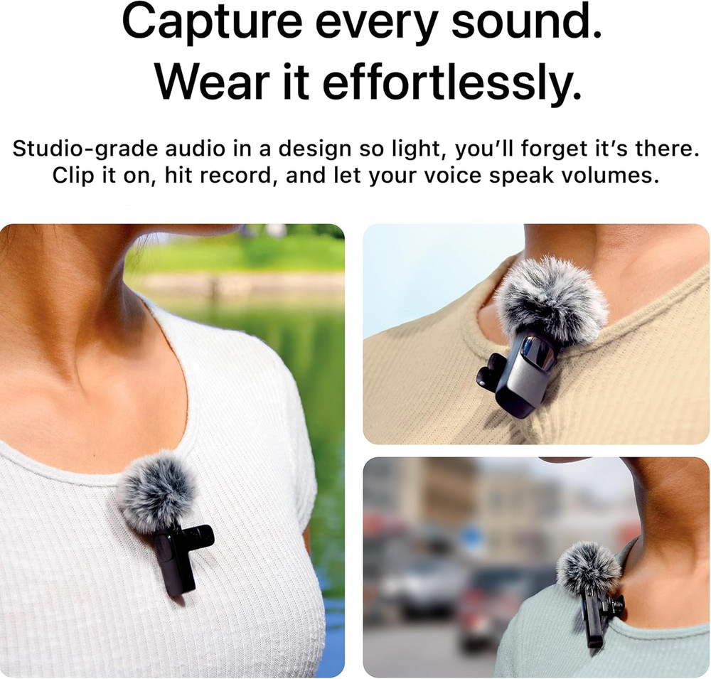 Wireless Lavalier Microphone for Iphone Android Clear Recording