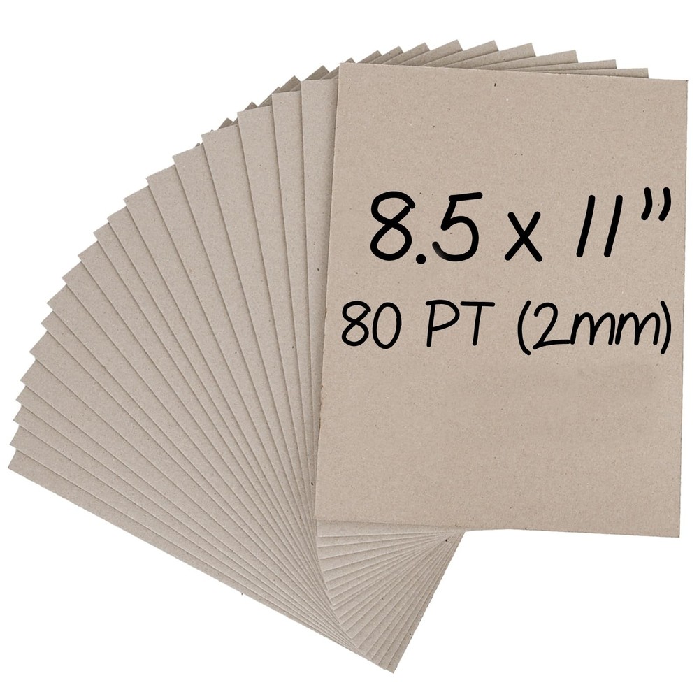 Sturdy 8.5x11 Chipboard Sheets - 20 Pack, 80 PT Thick for Binding & Crafts