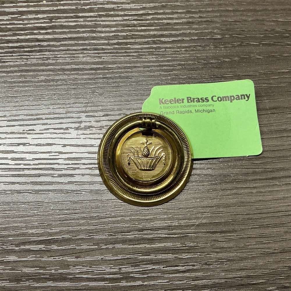 Vintage KBC Brass hardware Round Drop Ring drawer pull knob(92)