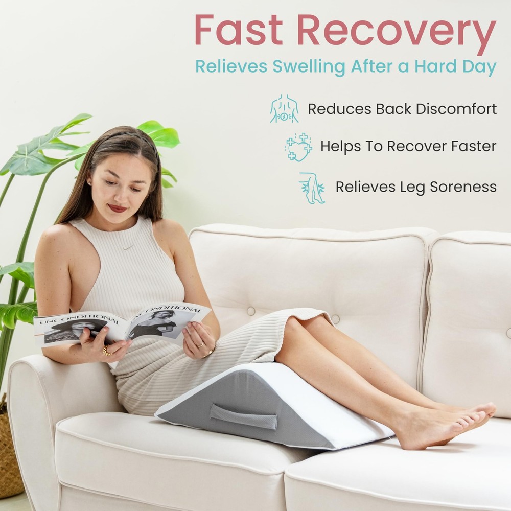 Zomaple Leg Elevation Pillow, Wedge, White â€“ Reduce Swelling & Improve Cir