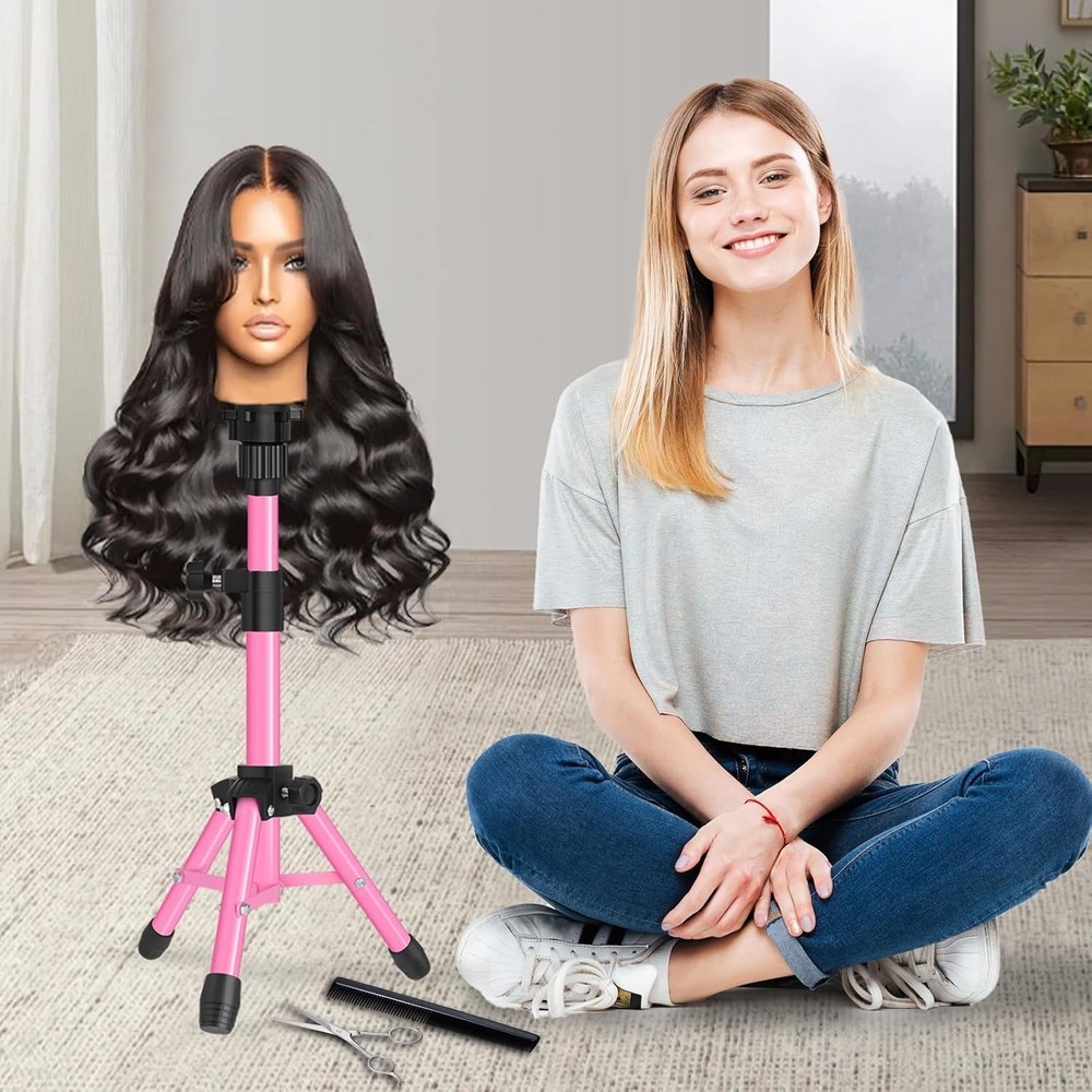 25 Inch Adjustable Mannequin Head Stand - Perfect Wig Display & Training Tool