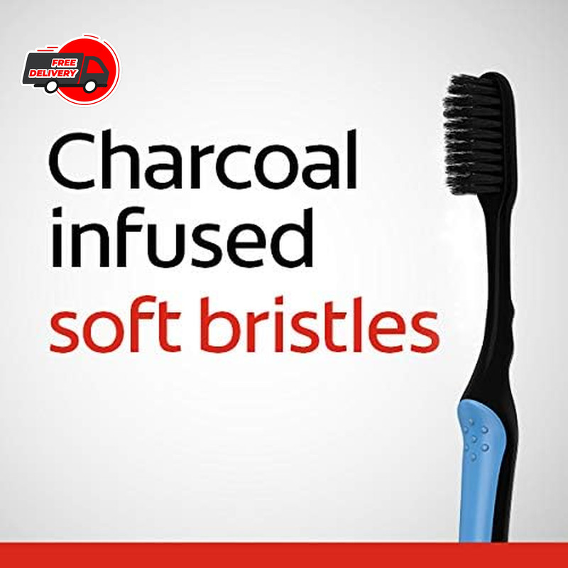 Colgate Slimsoft Floss-Tip Charcoal Toothbrush, Soft (4 Count)