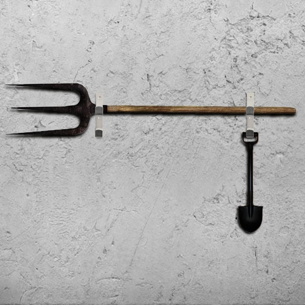 2 Pack Heavy Duty Silver Aluminium Pool Pole Hangers Hooks Rust Resistant