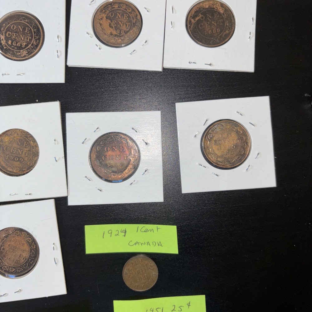 Canada Large Cent 1830-1918 + 3 X 5cent 1 .25 Cent