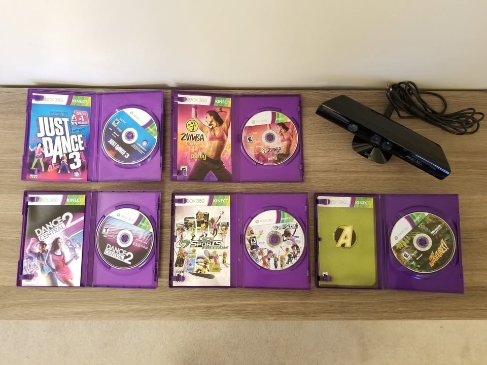 Xbox 360 Kinect Bundle - Sensor + 5 Games (includes Just Dance 3)