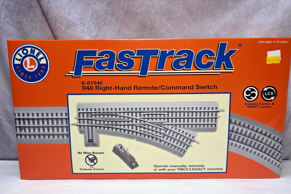 Lionel FasTrack O48 Remote/Command Switch - Right Hand 6-81948 NIB BX-3