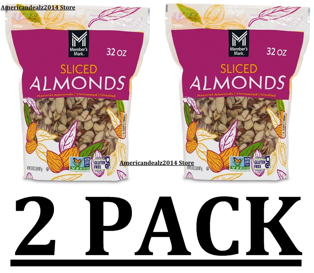 2 PACK - Member's Mark Sliced Almonds 2 lbs (Total 4 lbs) FRESH!! FAST SHIP!!