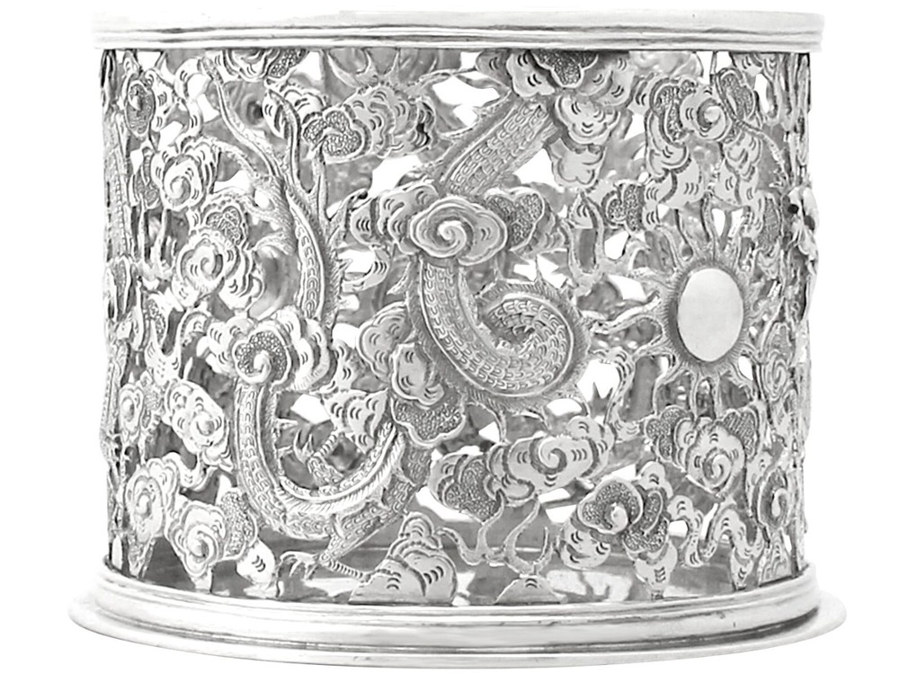 Chinese Export Silver Bottle Coaster - Antique Circa 1900