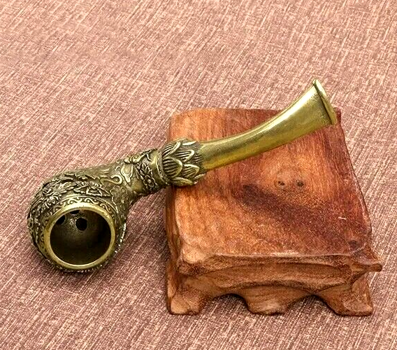 Koi Fish Pond Pipe Solid Brass Total Unrestricted Draw Large Bowl Tibet Curio