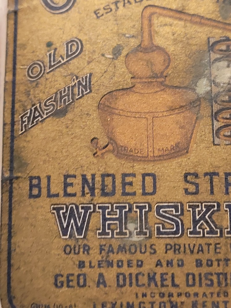 Geo. A. Dickel Cascade Distillery Whisky Mellow As Moonlight Original Label Emb.