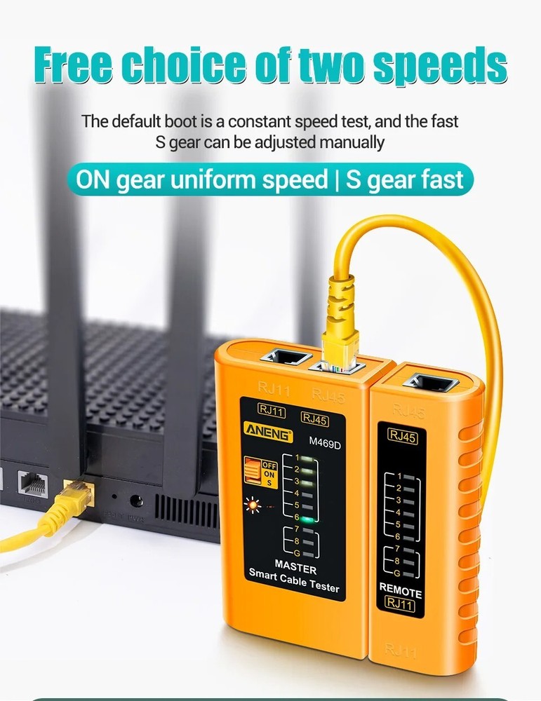 ANENG M469D RJ45 Network Cable Tester Ethernet Line Wire Remote Continuity USB