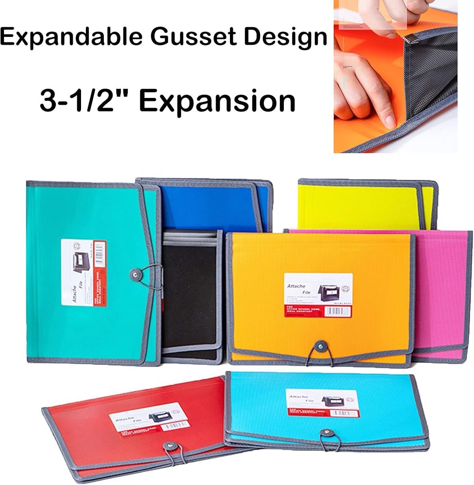 Plastic Expanding File Wallet Document Organizer with Elastic Cord &