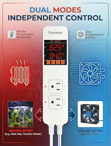 Digital Temperature Controller Dual Probe Reptile Thermostat PY-20TT-10A