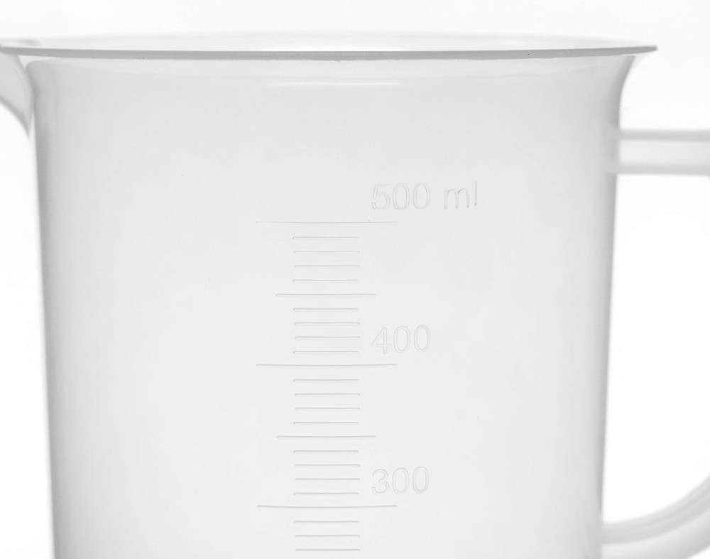 EISCO Plastic Pitcher, 500mL - Molded Graduations - Chemical Resistant &...