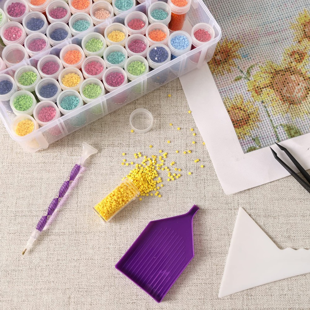 3-Tier Diamond Painting Storage Container, 100 Slots Clear Stackable Bead Org...