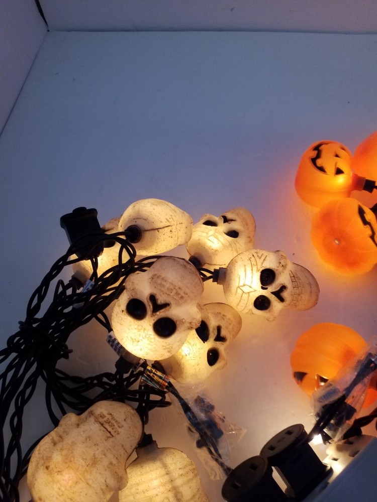 Halloween Skull And Jack O Lantern String Lights Spooky Decor