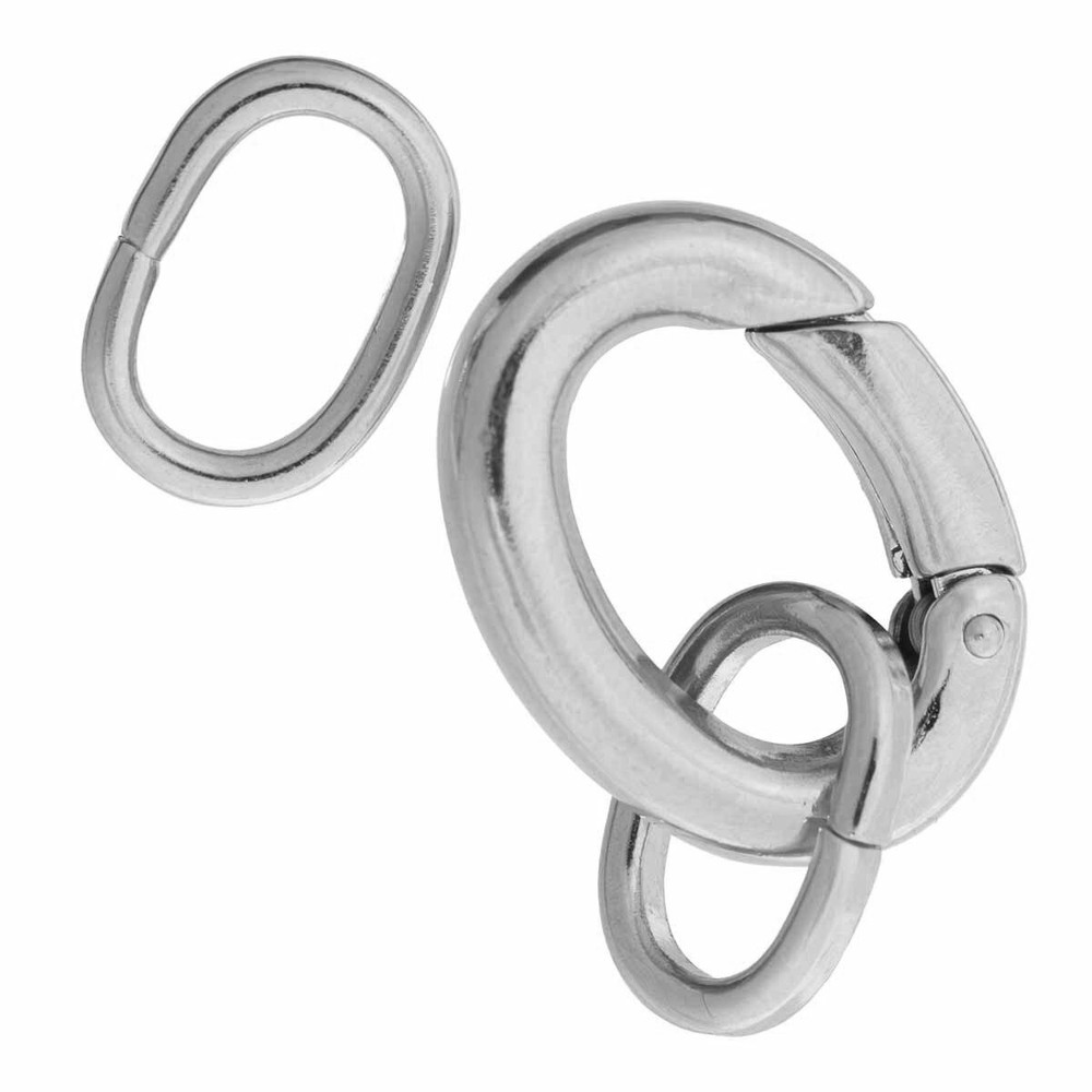 Clasp, 2 Large Silver Plated 20x16mm Self Closing Hinged Bail Clasps