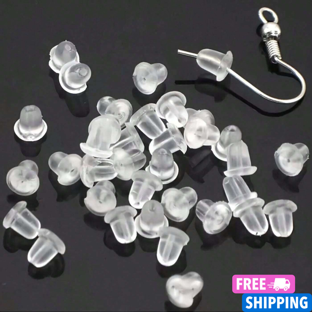 50PCS Earring Soft Backs Stoppers Replacement for Studs Or Secure Hook Earring