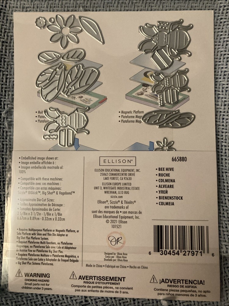 Sizzix Thinlits- Bee Hive-665880-Olivia Rose-honey,nature,spring, Bees
