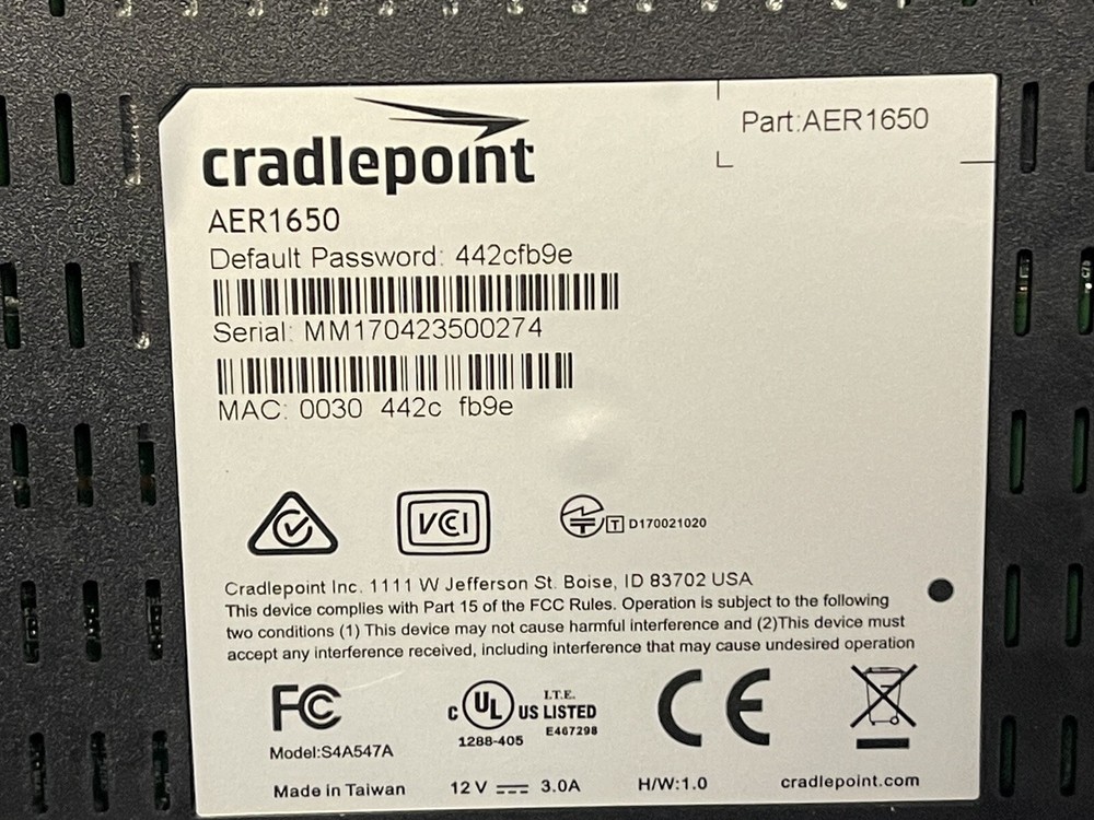 CRADLEPOINT ETHERNET ROUTER AER1650