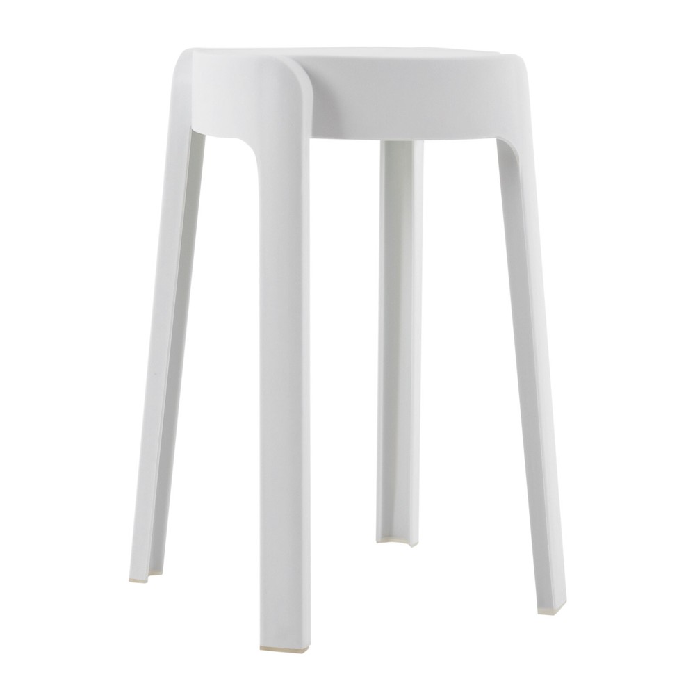 Plastic Stools 18'' Counter Height Kitchen Bar Chairs Set of 5 Stackable White