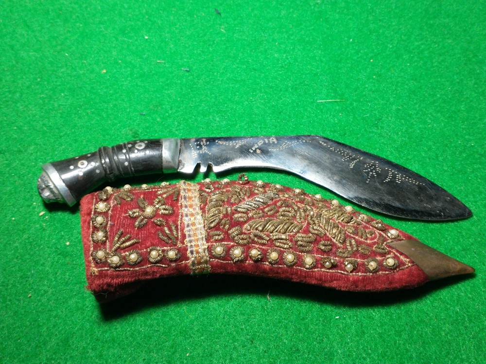 ANTIQUE Miniature PRESENTATION KURKI KNIFE INDIA (Hand made,Original Scabbard)