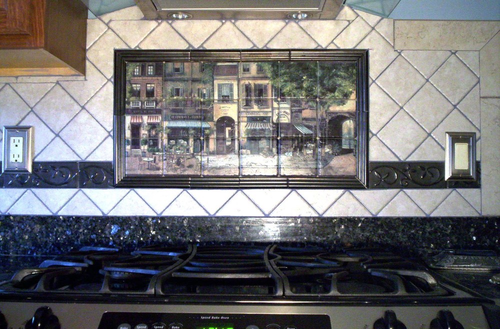 Art Cafe Paris Mural Ceramic Bath Backsplash Tile #310