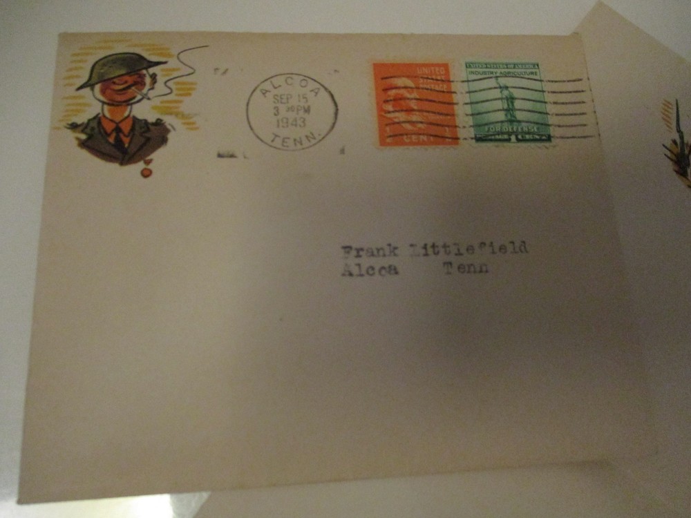 1943 WW2 Army Theme Letterhead and Envelope - Posted