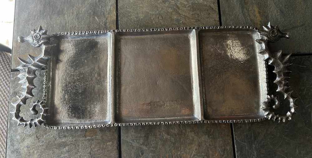 Mudpie Vintage Silver Seaside Serving Tray